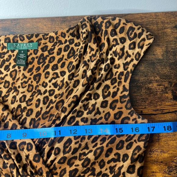 Ralph Lauren Animal Print Sheath Dress V-Neck Cap Sleeve Women's 6 Mob Wife - Picture 9 of 11